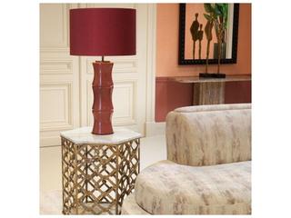 Ethnicraft Side Table Stratham Antique Brass Finish Marble Top