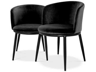 Eichholtz Filmore Black Upholstered Arm Dining Chair Set of 2