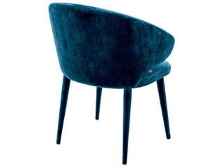 Eichholtz Cardinale Blue Velvet Upholstered Arm Dining Chair