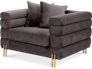 Eichholtz York Gray Velvet Chair and a Half