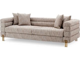 Eichholtz York Mademoiselle Beige Brushed Brass Legs Upholstered Sofa