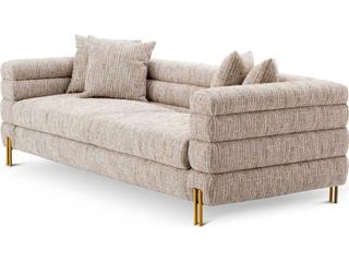 Eichholtz York Mademoiselle Beige Brushed Brass Legs Upholstered Sofa