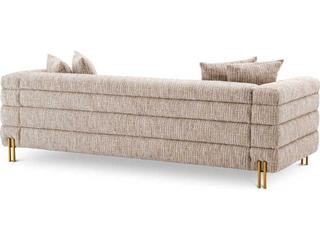 Eichholtz York Mademoiselle Beige Brushed Brass Legs Upholstered Sofa