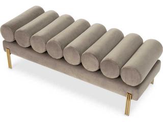 Eichholtz Oxley Gray Velvet Upholstered Accent Bench