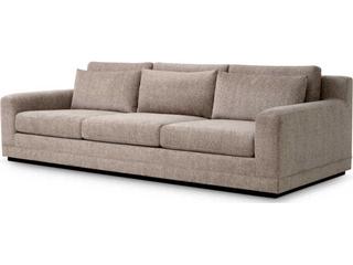 Manhattan Hunt Chenille Taupe Black Base Beige Upholstered Sofa