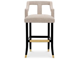 Eichholtz Roumier Palmer Beige Black Legs Upholstered Bar Stool