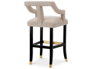 Eichholtz Roumier Palmer Beige Black Legs Upholstered Bar Stool