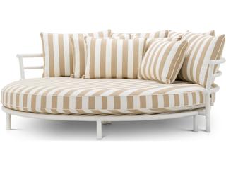 Eichholtz Outdoor Laguno Matte White Finish | Florent Beige Aluminum Cushion Lounge Bed