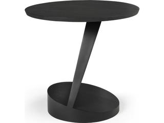 Oblic Teak Black Side Table