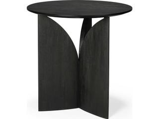 Fin Teak Side Table Black Tainted Solid Wood