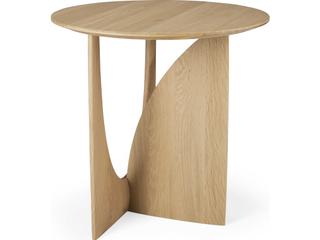 Geometric Oak Side Table Sculptural Modern