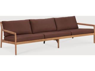 Jack 3-Seat Solid Teak Outdoor Sofa with Polypropylene Fabric