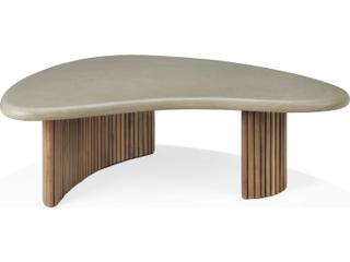 Ethnicraft Outdoor Boomerang Concrete And Reclaimed Teak Coffee Table