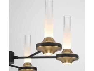 Eurofase Torcia 12-Light Black Brass Glass LED Cylinder Chandelier