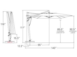 Treasure Garden Quick Ship AKZ PLUS 10 x 13 Foot Rectangular Infinite Tilt and Lock Cantilever