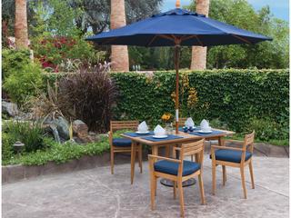 Treasure Garden Market Wood 9 Foot Octagon Pulley Lift Outdoor Umbrella