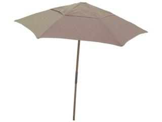 Fiberbuilt Outdoor Umbrellas Beach Oakwood 7.5 Foot Hexagon Push Up Outdoor Umbrella