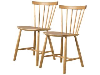 J46 Oak Wood Natural Armless Dining Chair Set of 2