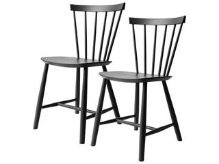 J46 Beech Wood Black Armless Dining Chair Set of 2