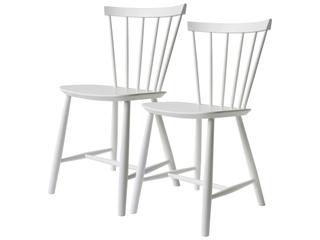 J46 Beech Wood White Armless Dining Chair Set of 2