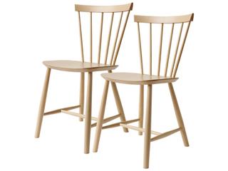 J46 Beech Wood Beige Armless Dining Chair Set of 2