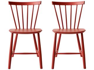 FDB Mobler J46 Beech Wood Red Armless Dining Chair Set of 2