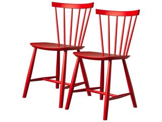 FDB Mobler J46 Beech Wood Red Armless Dining Chair Set of 2