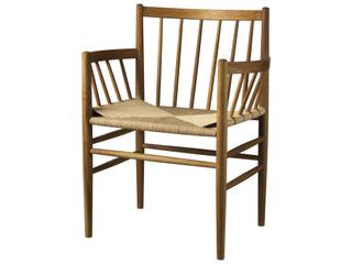 J81 Oak Wood Brown Arm Dining Chair