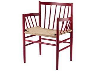 FDB Mobler J81 Beech Wood Red Arm Dining Chair