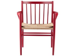 FDB Mobler J81 Beech Wood Red Arm Dining Chair