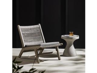 Four Hands Outdoor Solano Weathered Grey Teak / Grey Rope Lounge Chair with Heathered Grey Cushion