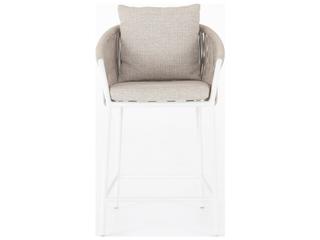 Four Hands Outdoor Solano White Aluminum Ivory Rope Resin Counter Stool with Faye Sand Cushion