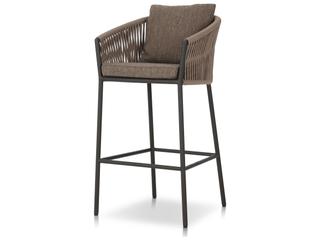 Porto Outdoor Aluminum Bar Stool with Charcoal Olefin Cushion in Bronze
