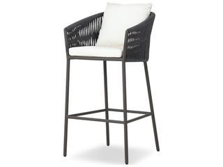 Porto Outdoor Bar Stool with Arashi Salt Acrylic Cushion in Bronze