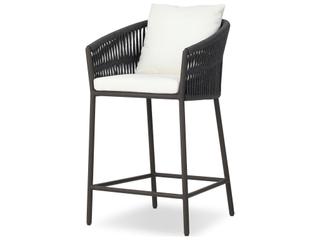 Porto Aluminum Counter Stool with Arashi Salt Olefin Cushion in Bronze