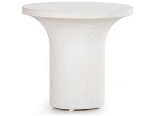 Four Hands Constantine Parra Round Plaster Molded Concrete White End Table
