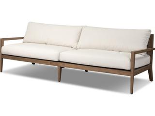 Amaya 94-Inch Sofa with Olefin Cushions in Lorel Ivory