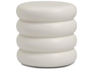 Four Hands Thayer West Round Concrete End Table in Ivory Clay