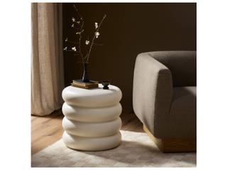 Four Hands Thayer West Round Concrete Ivory Clay End Table