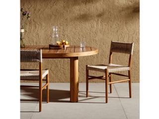 Four Hands Outdoor Grass Roots Natural Teak / Vintage White Polypropylene Dining Chair