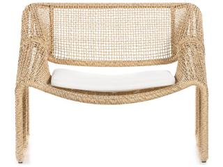 Four Hands Outdoor Solano Natural Ivory / Hyacinth Fabric Polypropylene Cushion Lounge Chair