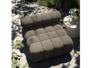 Four Hands Outdoor Solano Natural Teak Armless Lounge Chair with Alessi Fawn Cushion