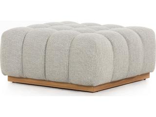 Four Hands Outdoor Solano Natural Teak / Faye Ash Cushion Ottoman