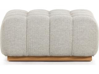 Four Hands Outdoor Solano Natural Teak / Faye Ash Cushion Ottoman