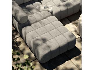 Four Hands Outdoor Solano Natural Teak / Faye Ash Cushion Ottoman