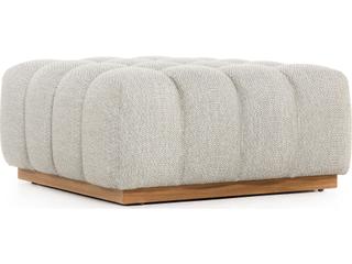 Four Hands Outdoor Solano Natural Teak / Faye Ash Cushion Ottoman
