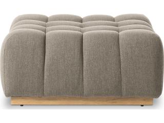 Four Hands Outdoor Solano Natural Teak Ottoman with Alessi Fawn Cushion