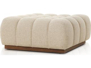 Solano 37-Inch Teak Cushion Ottoman in Hayes Cream