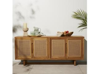 Four Hands Outdoor Duvall Natural Teak / Faux Rattan Rectangular Sideboard