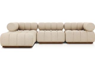 Four Hands Outdoor Roma 3Pc Sectional w/ Ottoman Hayes Cream